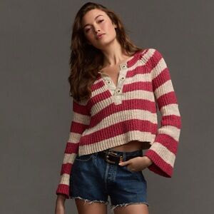 Anthropologie Pilcro Bell-Sleeve Henley Sweater
